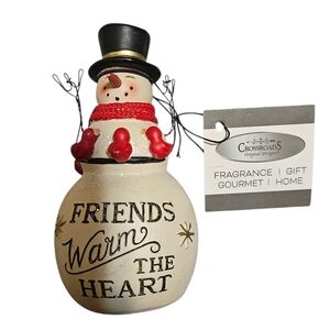 BLOSSOM BUCKET Snowman Figurine " Friends Warm The Heart" 4.25 " High